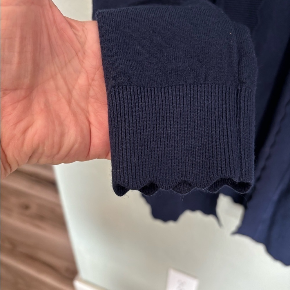 Evolution by Cyrus Davison Scalloped Edge Cardigan size Small Navy NWT - Picture 5 of 9